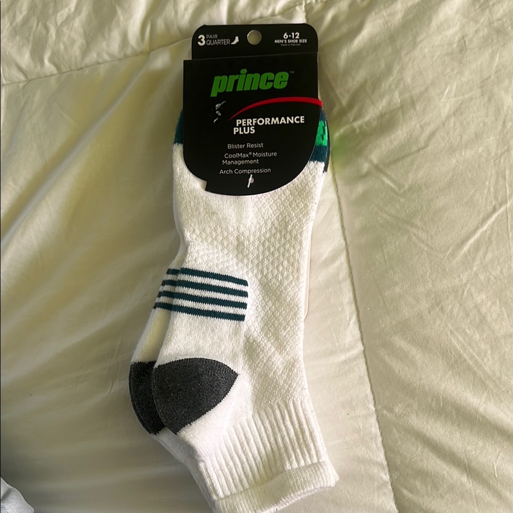 NWT 3 Prince Athletic Socks Performance Tennis/Pickleball